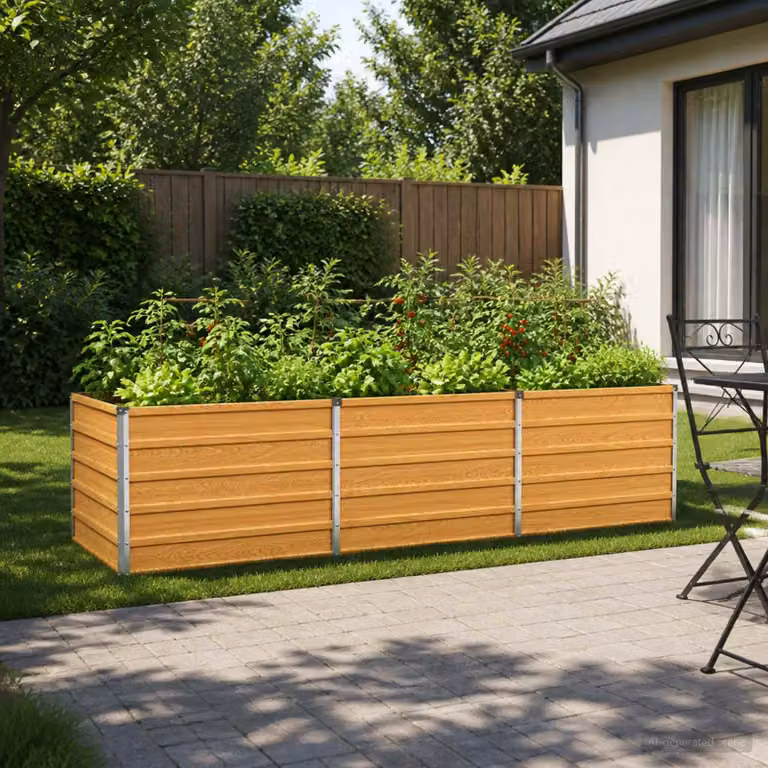 Letto rialzato da giardino vidaXL in metallo Corten color marrone L: 240 cm, P: 80 cm, H: 55 cm