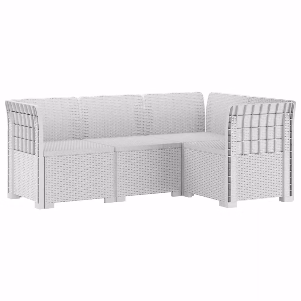 Divano da giardino angolare a L con 4 posti vidaXL in rattan bianco con cuscini inclusi – 2