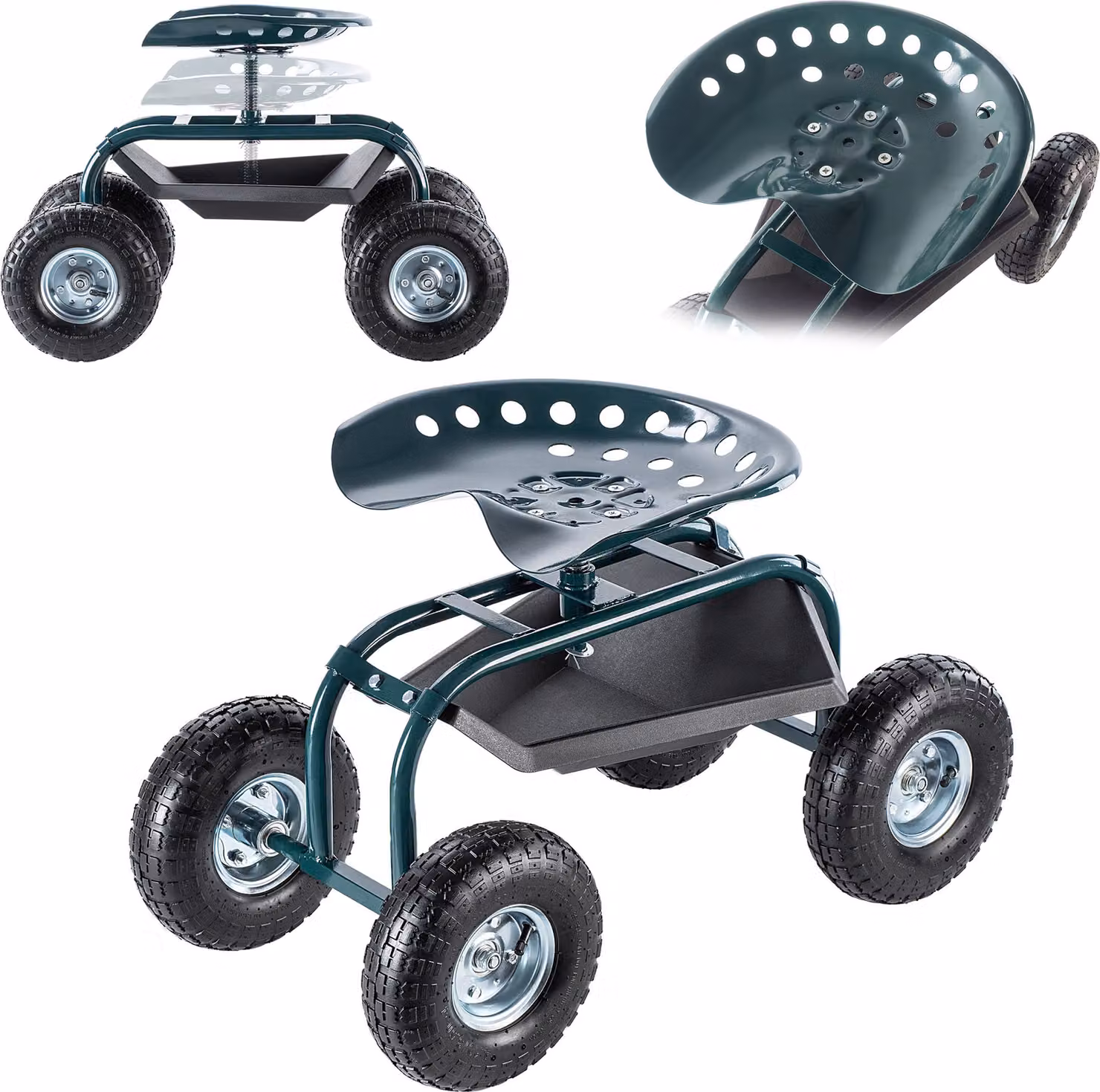 KADAX sedia da giardino su rotelle sedile sgabello da giardino scatola di immagazzinaggio strumento 2in1