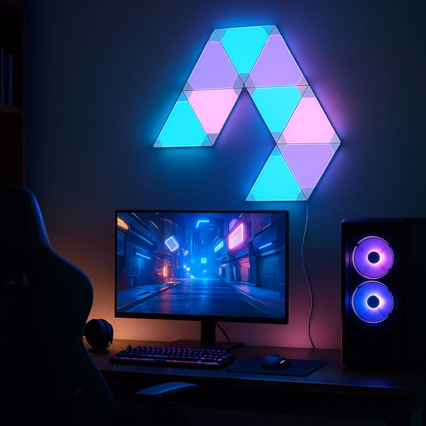 Calex Smart applique a LED TRIANGLES, 9 pezzi, RGBW, dimmerabile, Bianco / Opale, Soggiorno / Sala da pranzo, Plastica, Moderno