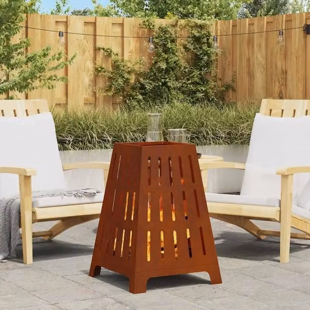 Braciere a fuoco vidaXL in acciaio corten marrone L/P/H: 50 x 50 x 70 cm