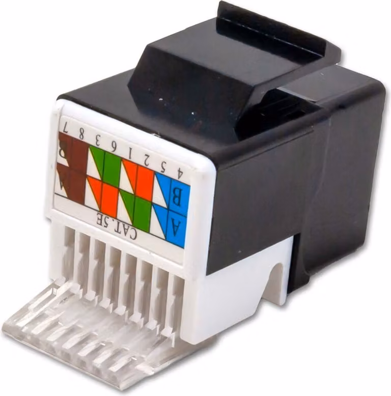 XtendLan Jack Keystone RJ45, a scatto, CAT5e, UTP, installazione senza attrezzi, nero