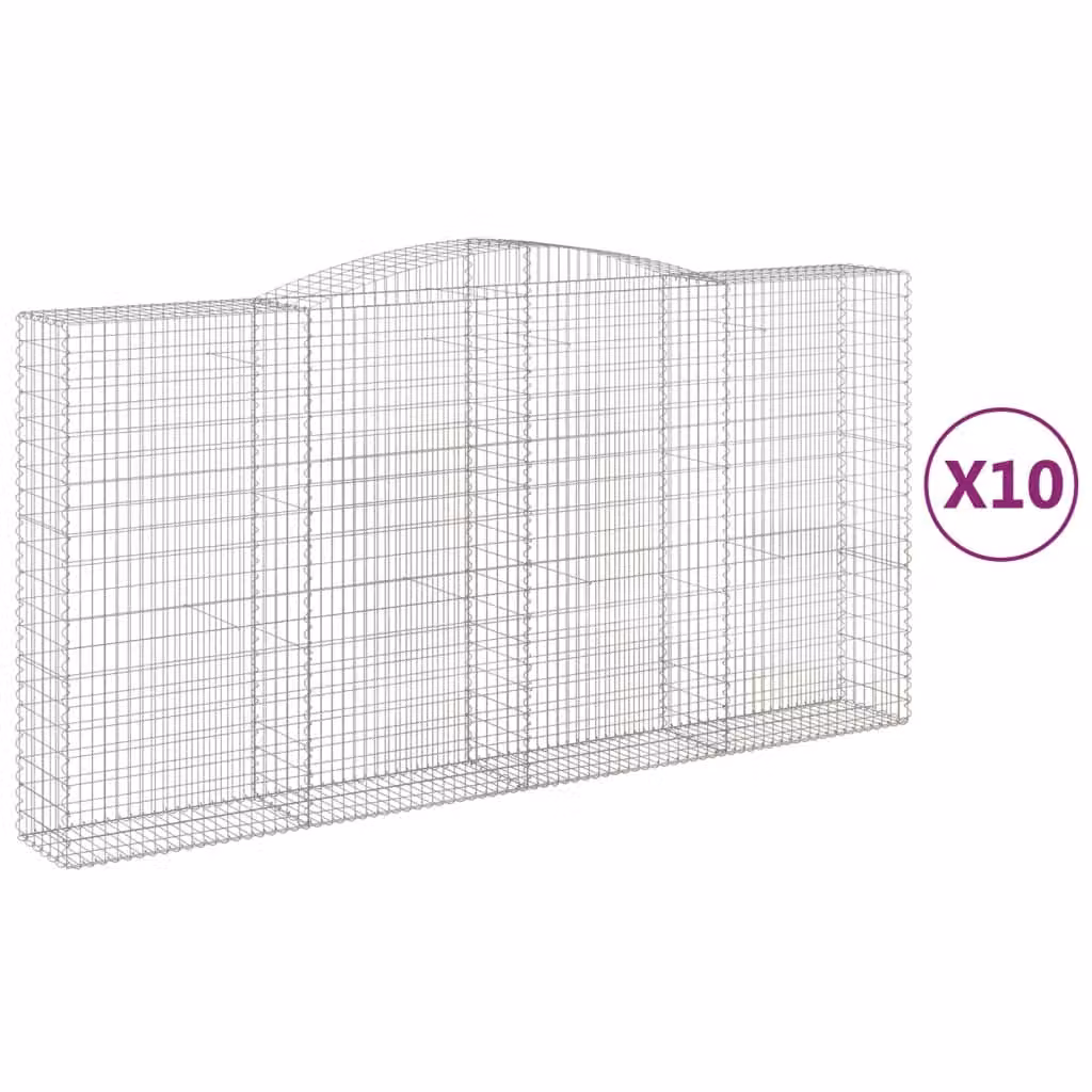 Cesti Gabbioni ad Arco 10 pz 400x50x200/220 cm Ferro Zincato