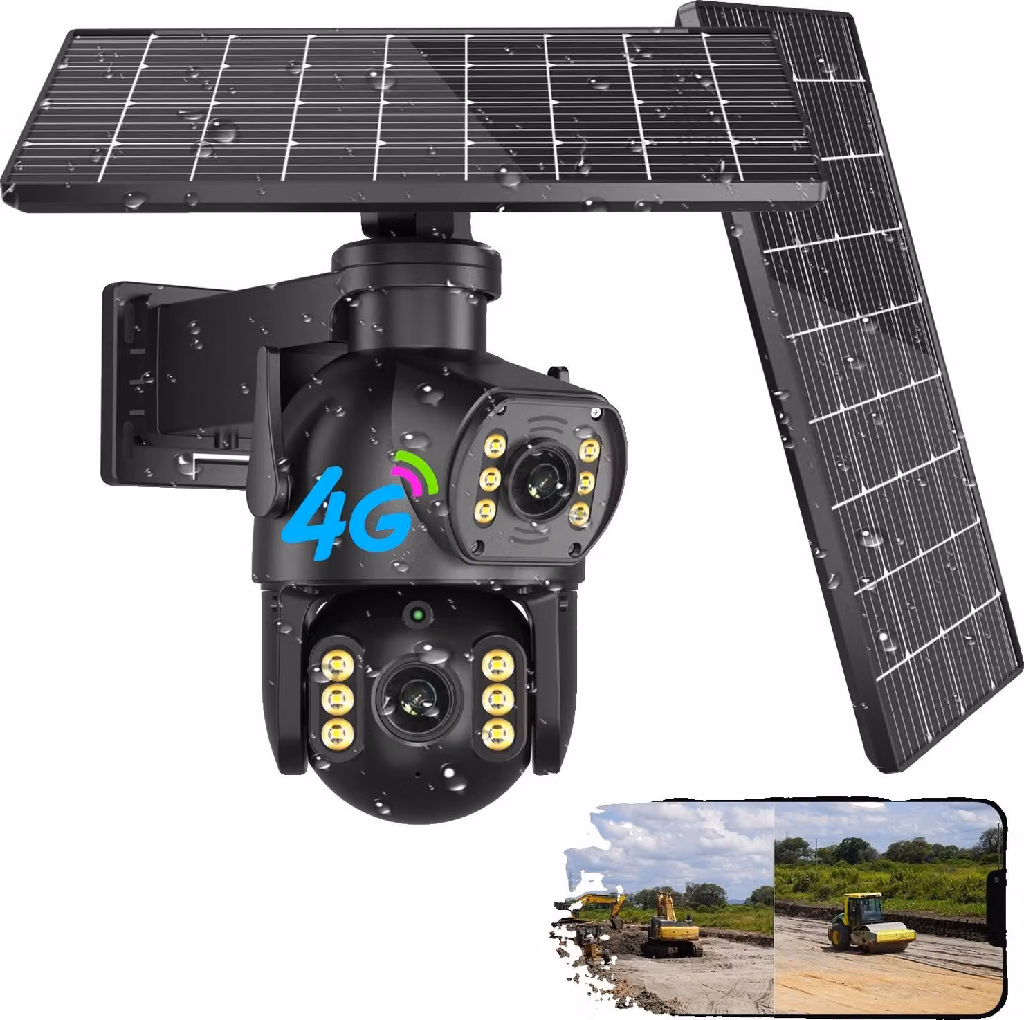 Telecamera solare per esterni, immagini HD da 8MP, connettività 4G, scheda da 8MP 64g, connettore UE