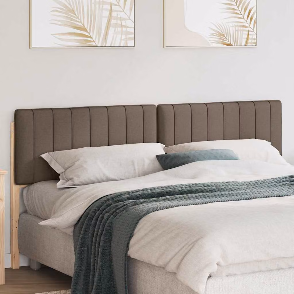 Testiera imbottita moderna vidaXL in pino massello, colore marrone e beige, L: 185,5 cm