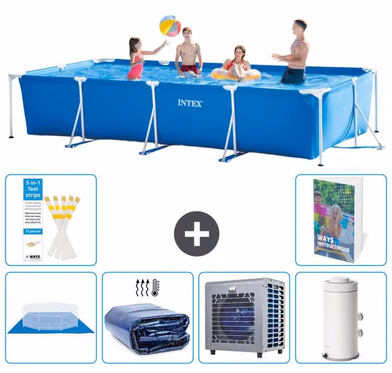 Piscina fuori terra rettangolare - 450x220x84 cm - composta da 5 elementi - modello S104