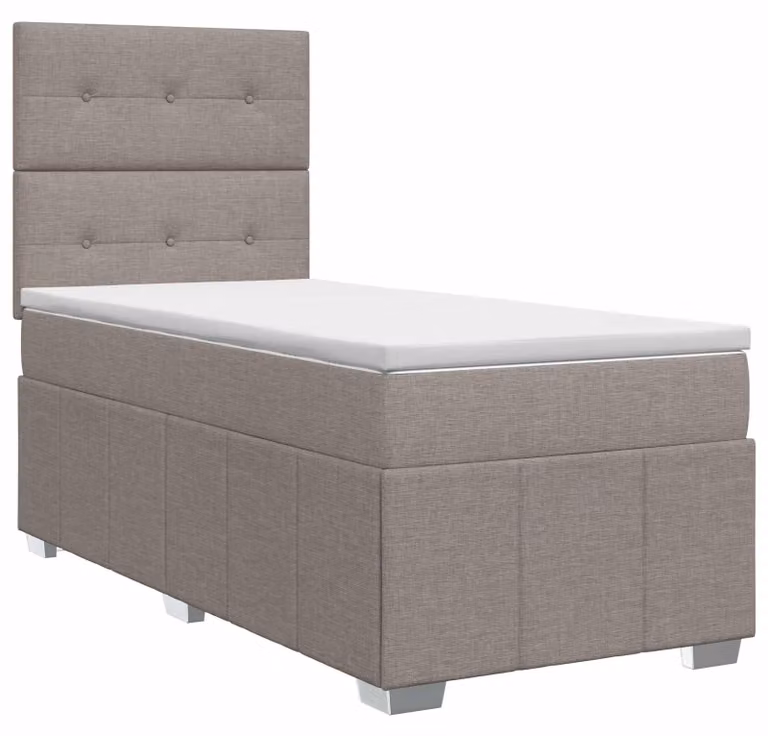 Letto a molle con materasso Taupe 100 x 200 cm in tessuto