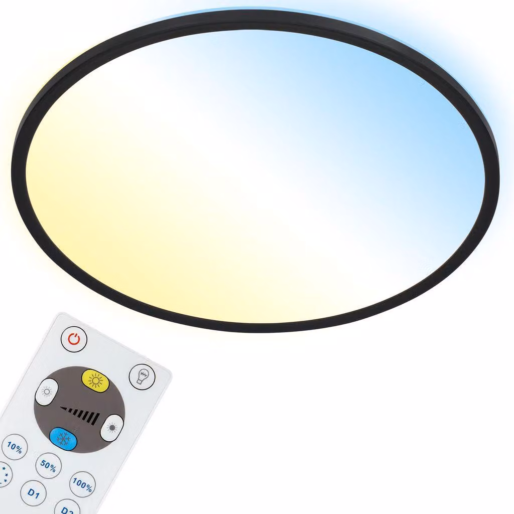 Pannello LED dimmerabile con telecomando ultrapiatto CCT 22 W nero plastica Briloner