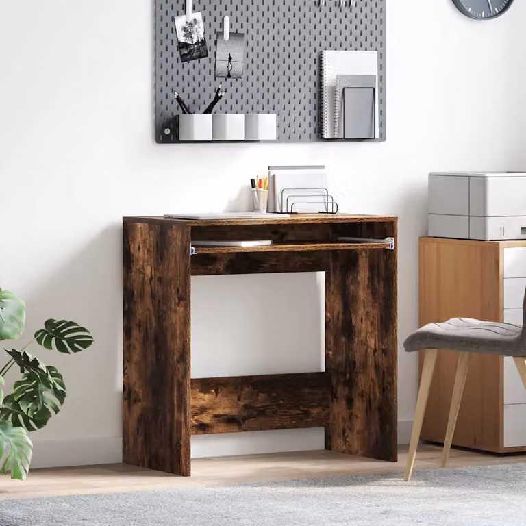 Scrivania vidaXL in legno ingegnerizzato rovere fumé, L 77.5 x P 43 x H 79 cm