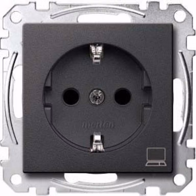 Presa SCHUKO con indicazione "Computer", BRS, morsetti a innesto, antracite, Sistema M