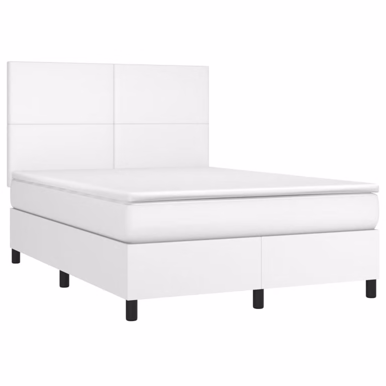 Giroletto a Molle con Materasso Bianco 140x200 cm in Pelle finta