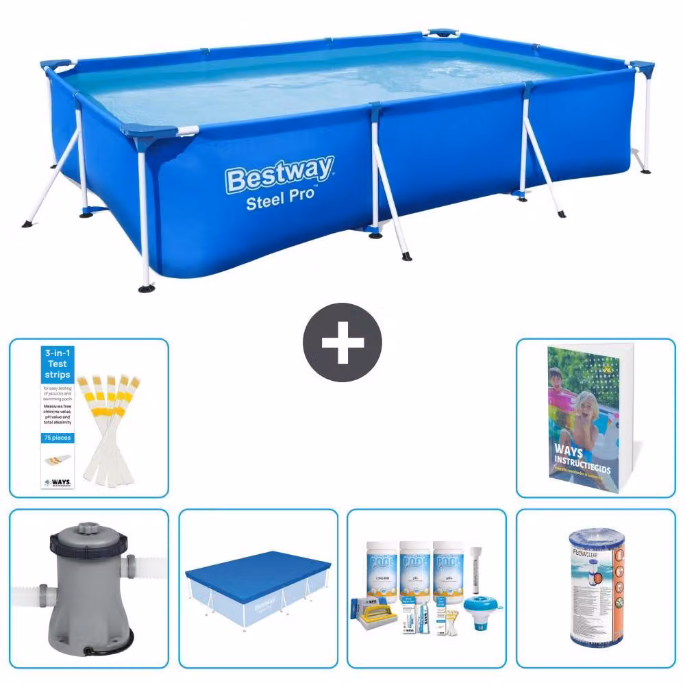 Bestway Steel Pro, piscina rettangolare - 300x201x66 cm - 5 pezzi, modello S208