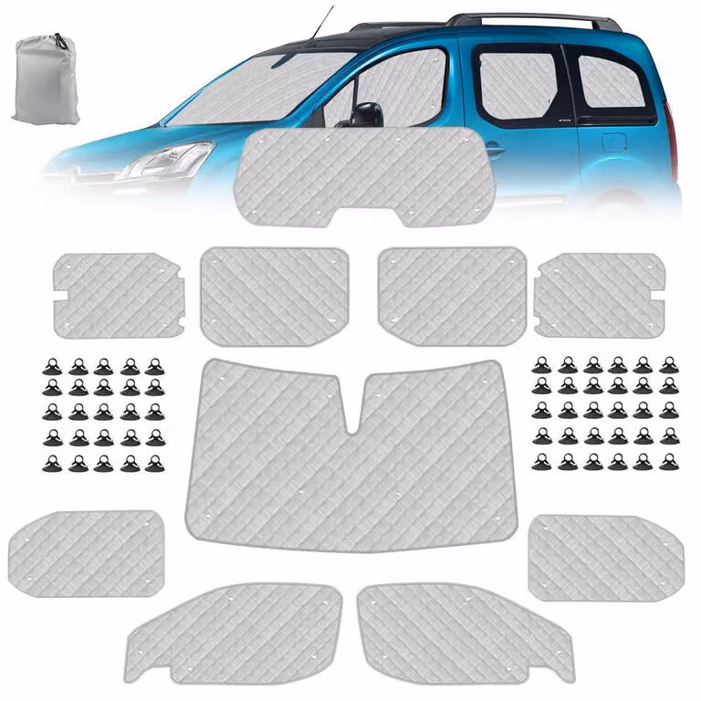 Kit di protezione solare da 10 pezzi per Citroen Berlingo XLWB (2018-2025), adatto per parabrezza, finestrini laterali e lunotto posteriore