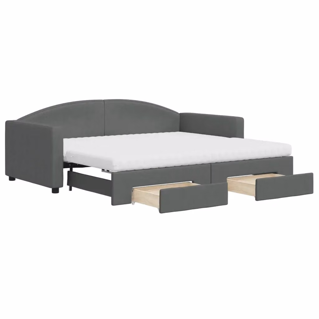 Divano Letto Estraibile con Cassetti vidaXL in Tessuto Grigio per Soggiorno e Camera da Letto L/P: 90 x 190 cm – 2