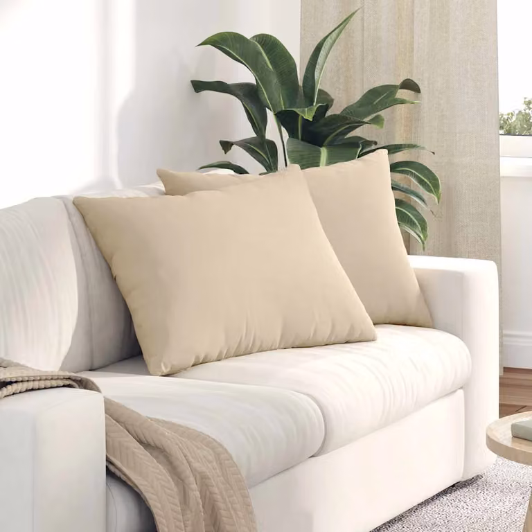 Set di 2 cuscini da divano vidaXL in tessuto beige con rivestimento rimovibile, L 70 cm x P 50 cm