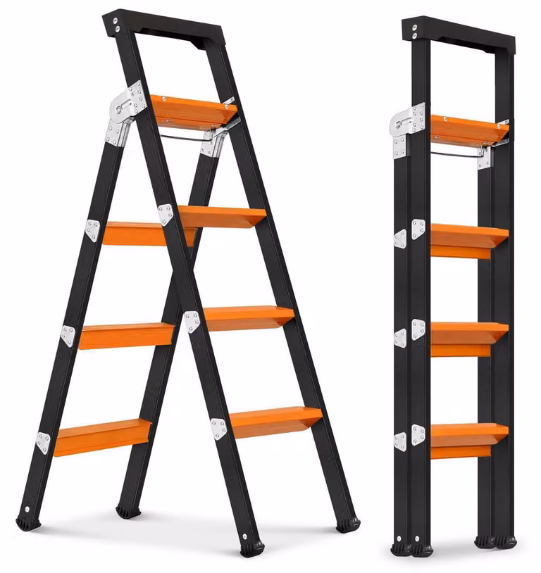 Scala a pioli 4+3 gradini, acciaio, portata 170 kg. Scala a cavalletto, scala a estensione, scala multifunzione