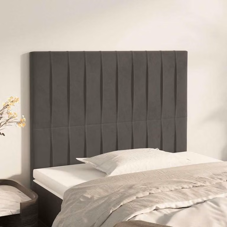 Testiera per letto vidaXL in velluto grigio scuro, L: 90 cm, P: 5 cm, H: 118-128 cm