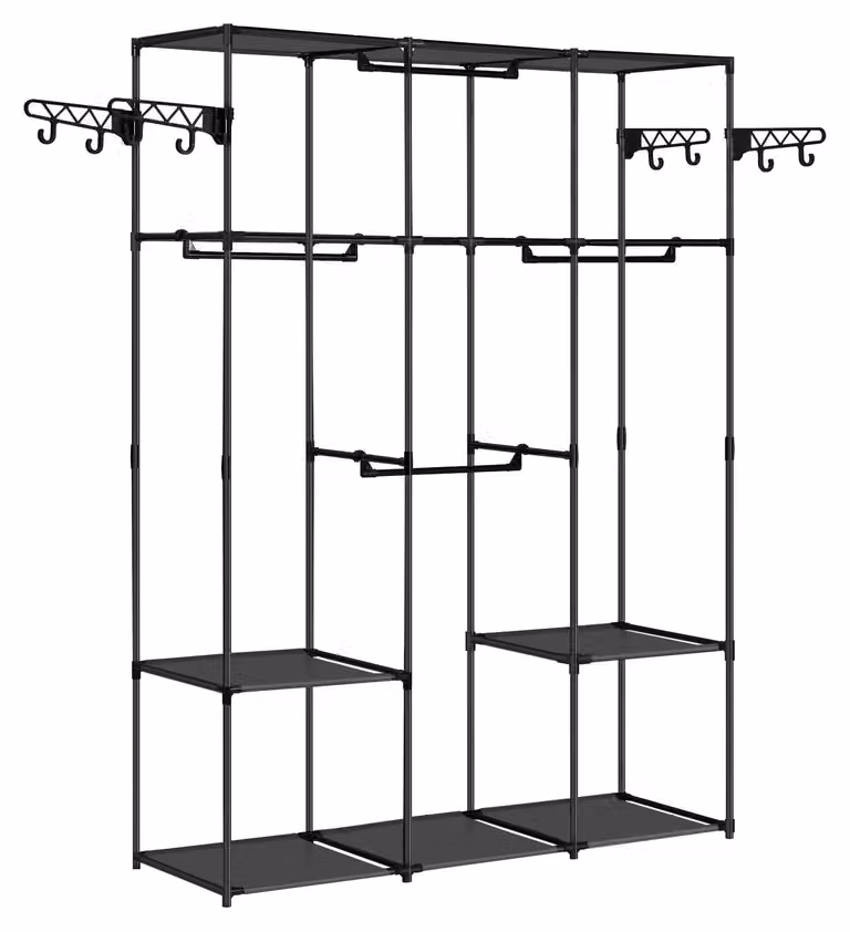 Appendiabiti - Armadio - Mobile per camera da letto - Arredamento - Porta abiti - 135 cm x 178 cm x 42,5 cm - Nero