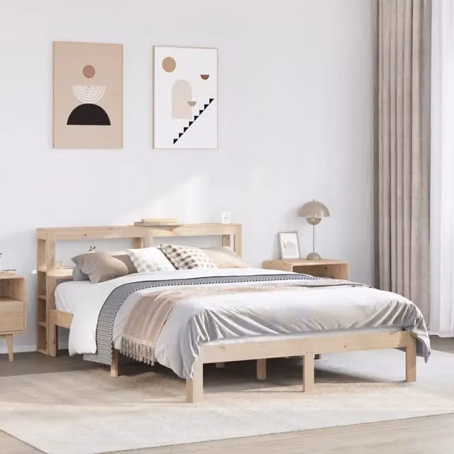 Giroletto con Testiera-Struttura Letto con testiera 120x190 cm in Legno Massello di Pino 147441