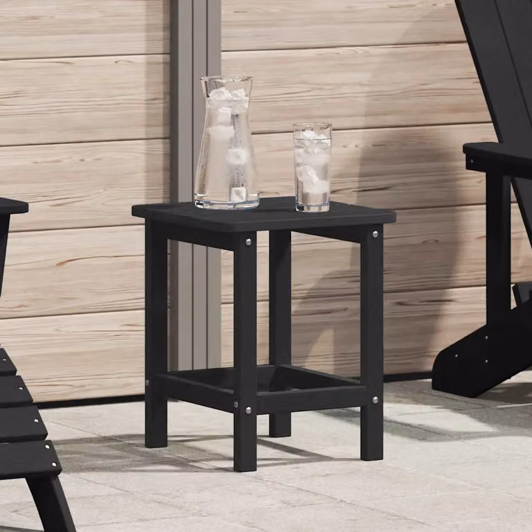 vidaXL Tavolo laterale quadrato in polietilene nero per giardino e terrazzo L/P/H: 38 x 38 x 46 cm