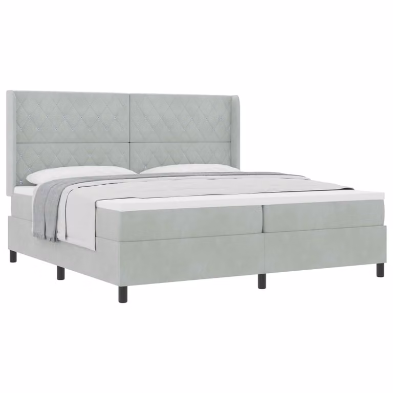 Letto a molle con materasso vidaXL in velluto grigio, L/P/H: 200 x 200 x 280 cm