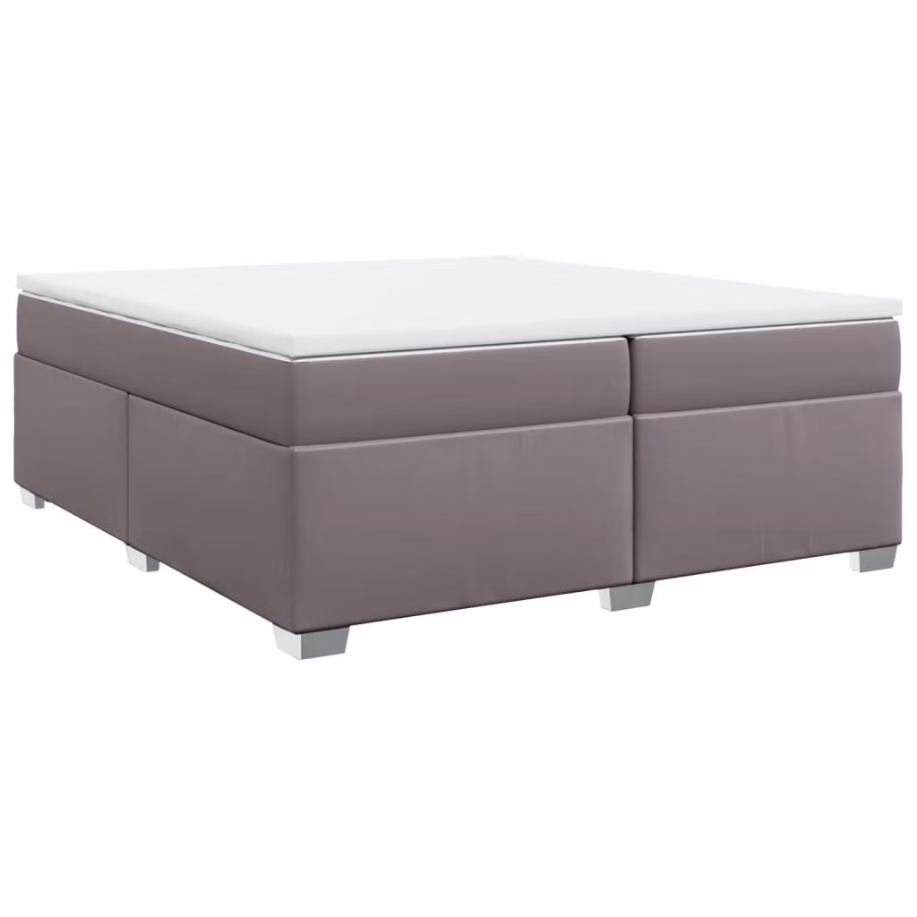 Giroletto a Molle con Materasso Grgio 200x200 cm in Pelle finta