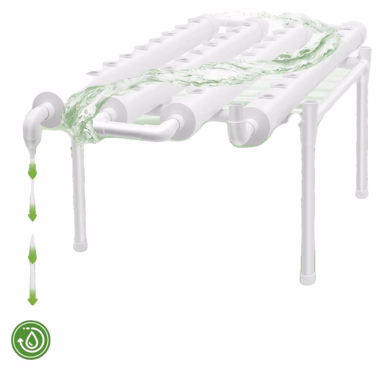 Sistema di coltivazione idroponica, 1 strato, 36 posizioni per le piante, diametro del tubo 6,3 cm, diametro del foro 3,2 cm, dimensioni 100 × 50 × 30 cm