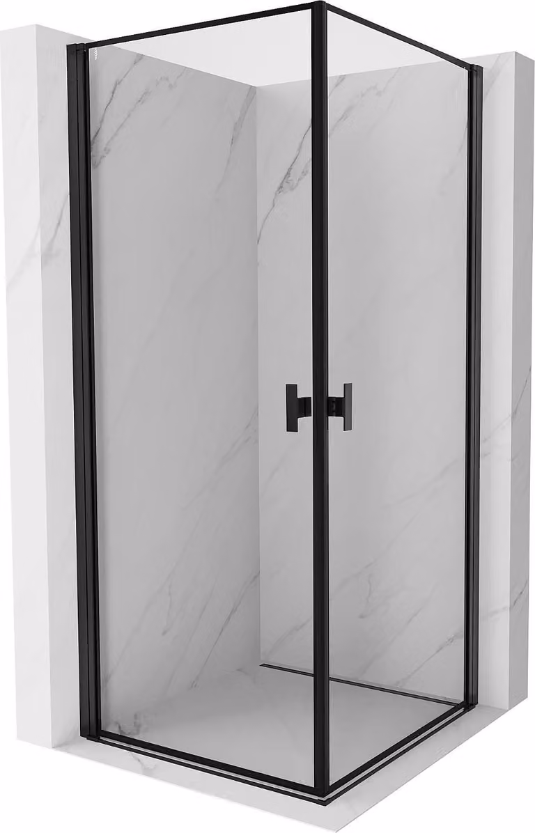Mexen Mist-B Duo cabina doccia a battente 80 x 80 cm, cornice nera, nera - 8A2-080L-080P-70-70