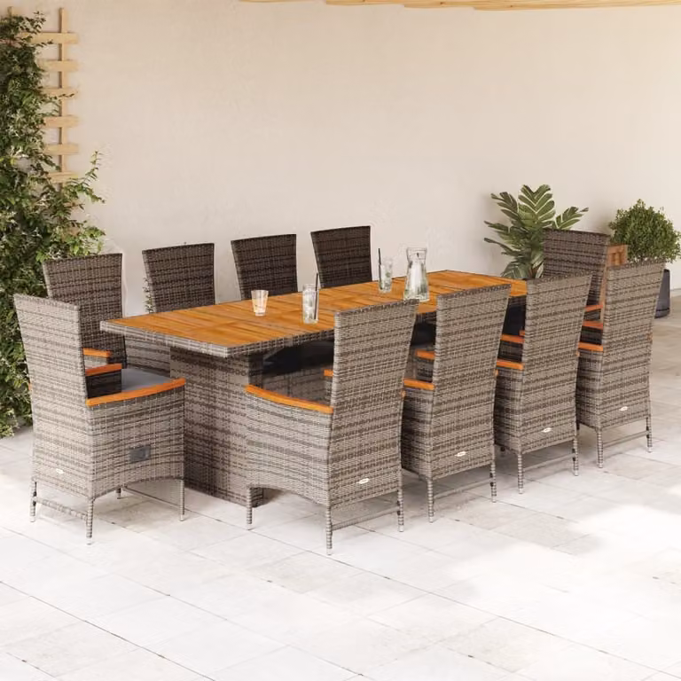 Maison Exclusive - Set da pranzo da giardino 11 pezzi con cuscini in polyrattan grigio