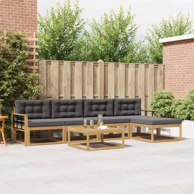 Set di divani da esterno 6 pz Bianco e Antracite Poliestere 3386351
