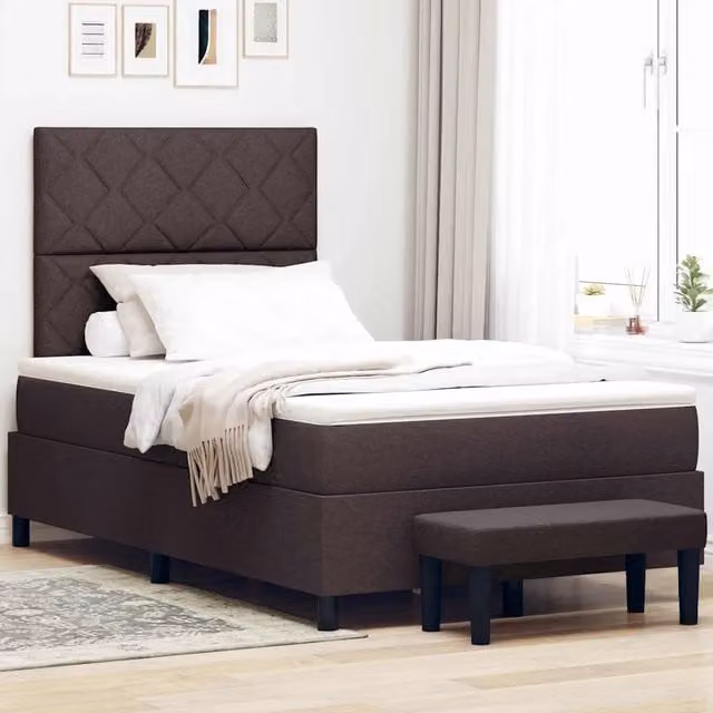 Letto a molle con testiera Marrone Scuro 120 x 190 cm Tessuto 3344131