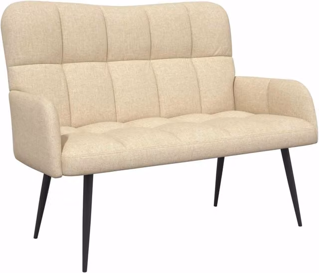 Divano a due posti moderno DESIGN IN in tessuto beige per soggiorno e camera da letto L: 115 cm, P: 61 cm, H: 87 cm