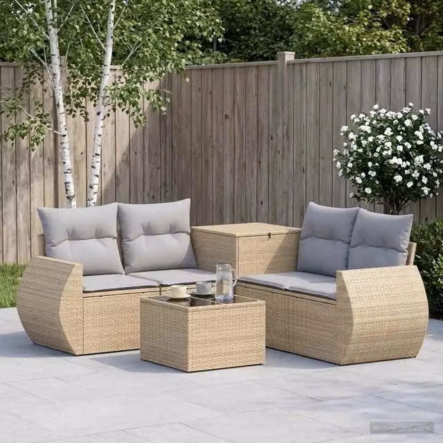 Set di divani 6 pz Beige e Grigio Chiaro 55 x 55 x 37 cm 3447523