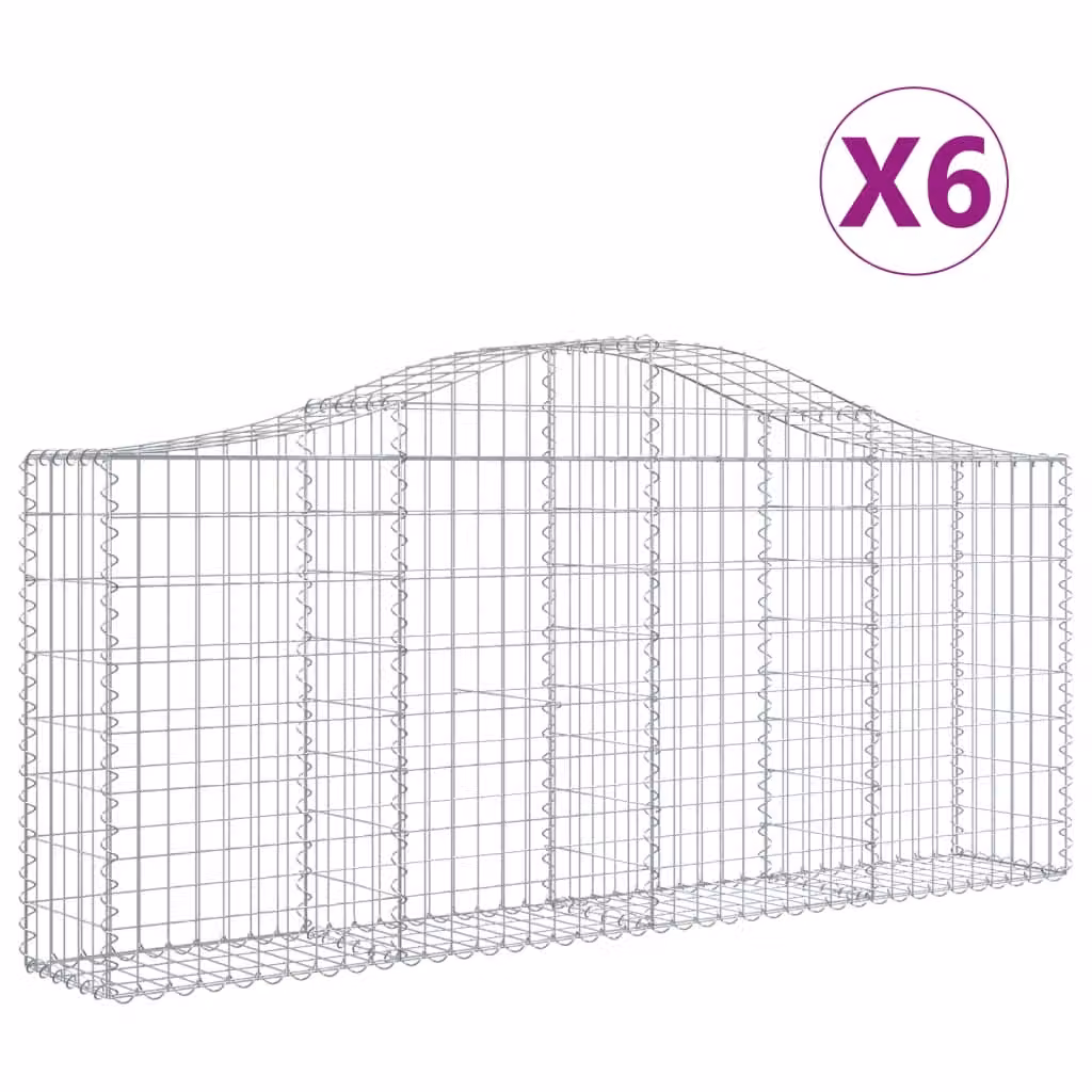 Cesti Gabbioni ad Arco 6 pz 200x30x80/100 cm Ferro Zincato