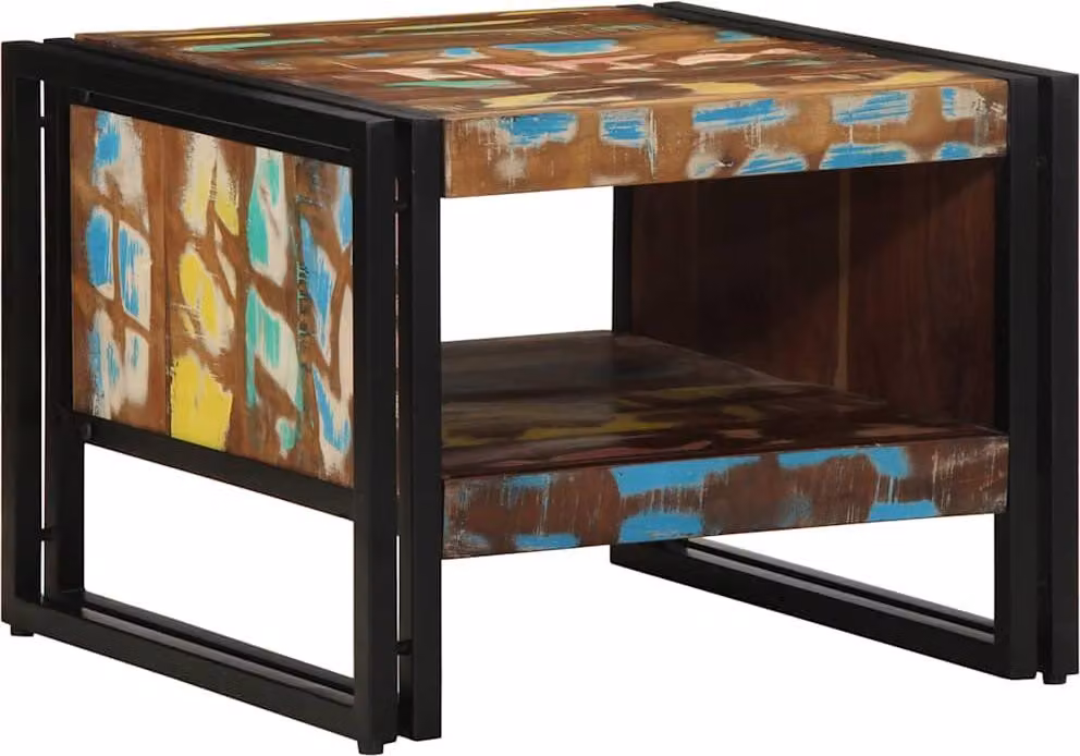 vidaXL Tavolino da caffè Multicolore 50x50x38 cm legno di recupero legno massiccio