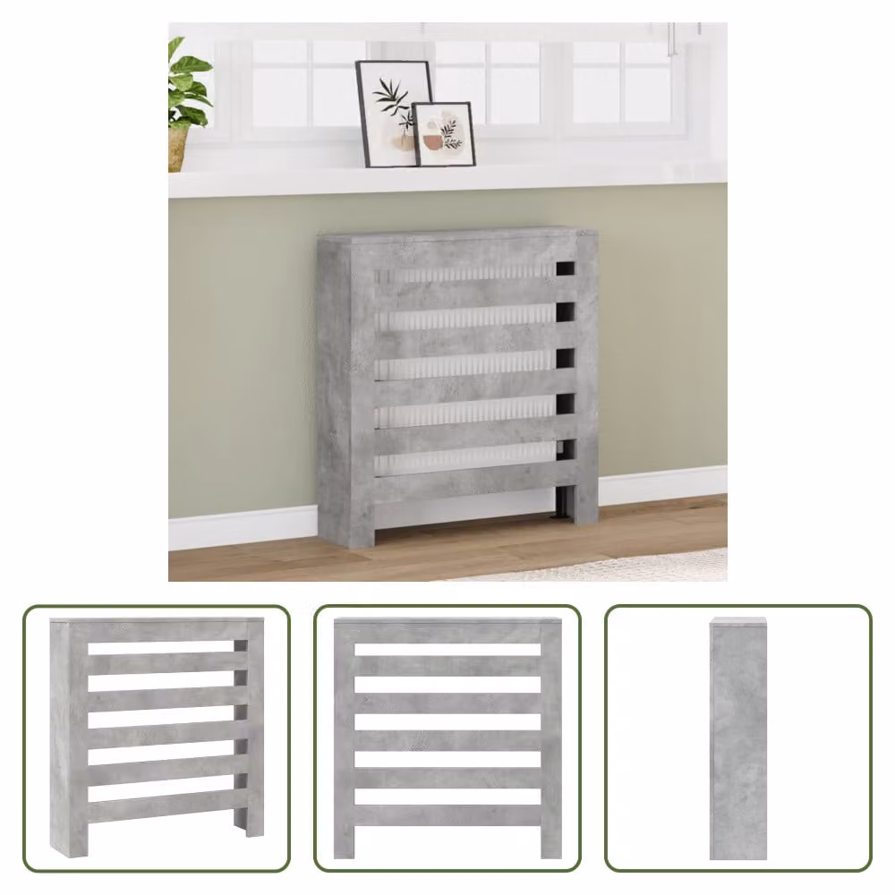 The Living Store Rivestimento per radiatori in cemento grigio 78x20x82 cm Materiale in legno