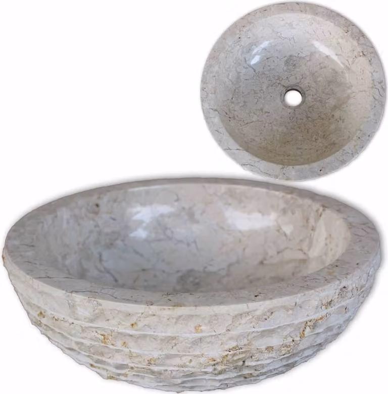 The Living Store lavabo in marmo 40 cm crema