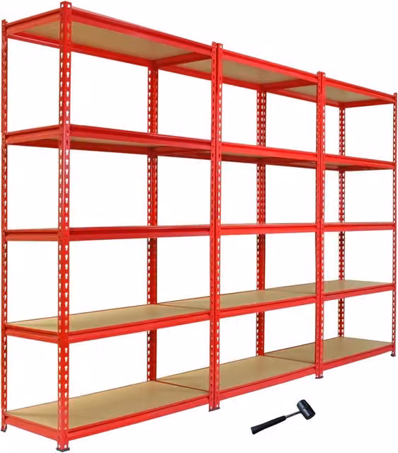Scaffalatura Monster Racking in Acciaio Inox con 3 Ripiani, Colore Rosso, L/P/H: 90 x 45 x 183 cm