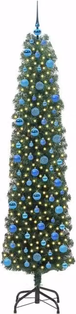 Albero di Natale artificiale moderno verde con 300 LED luce bianca calda, Altezza: 240 cm