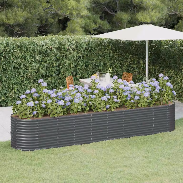 Letto da giardino rialzato vidaXL in acciaio zincato antracite L: 368 cm, P: 80 cm, H: 68 cm