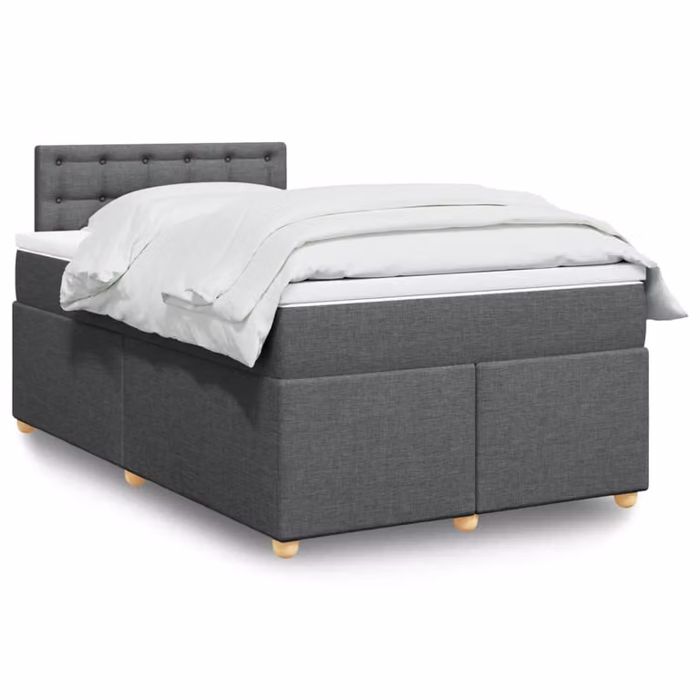 vidaXL Giroletto a Molle con Materasso Ibrido in Tessuto Grigio e Bianco L/P/H: 120 x 190 x 100,5 cm