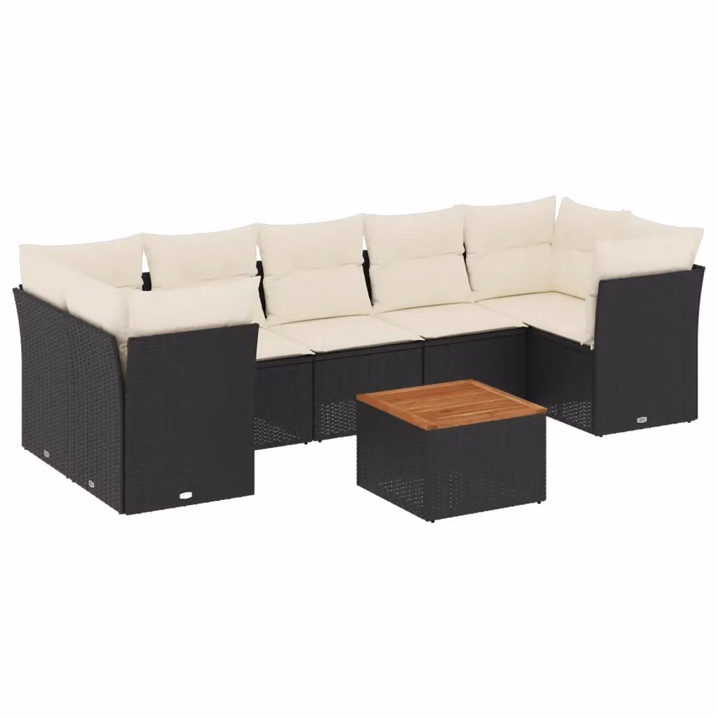 Set di divani da giardino vidaXL a forma di L in polyrattan nero con 8 pezzi e cuscini inclusi – 2