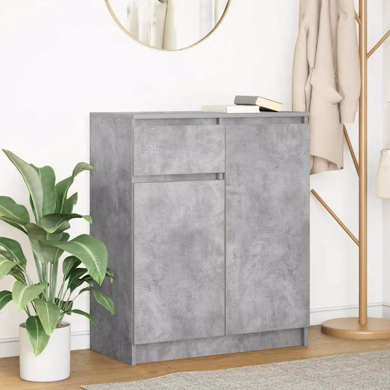vidaXL Credenza con Cassetto in MDF Grigio Cemento, Design Moderno, L 71 x P 35 x H 84 cm