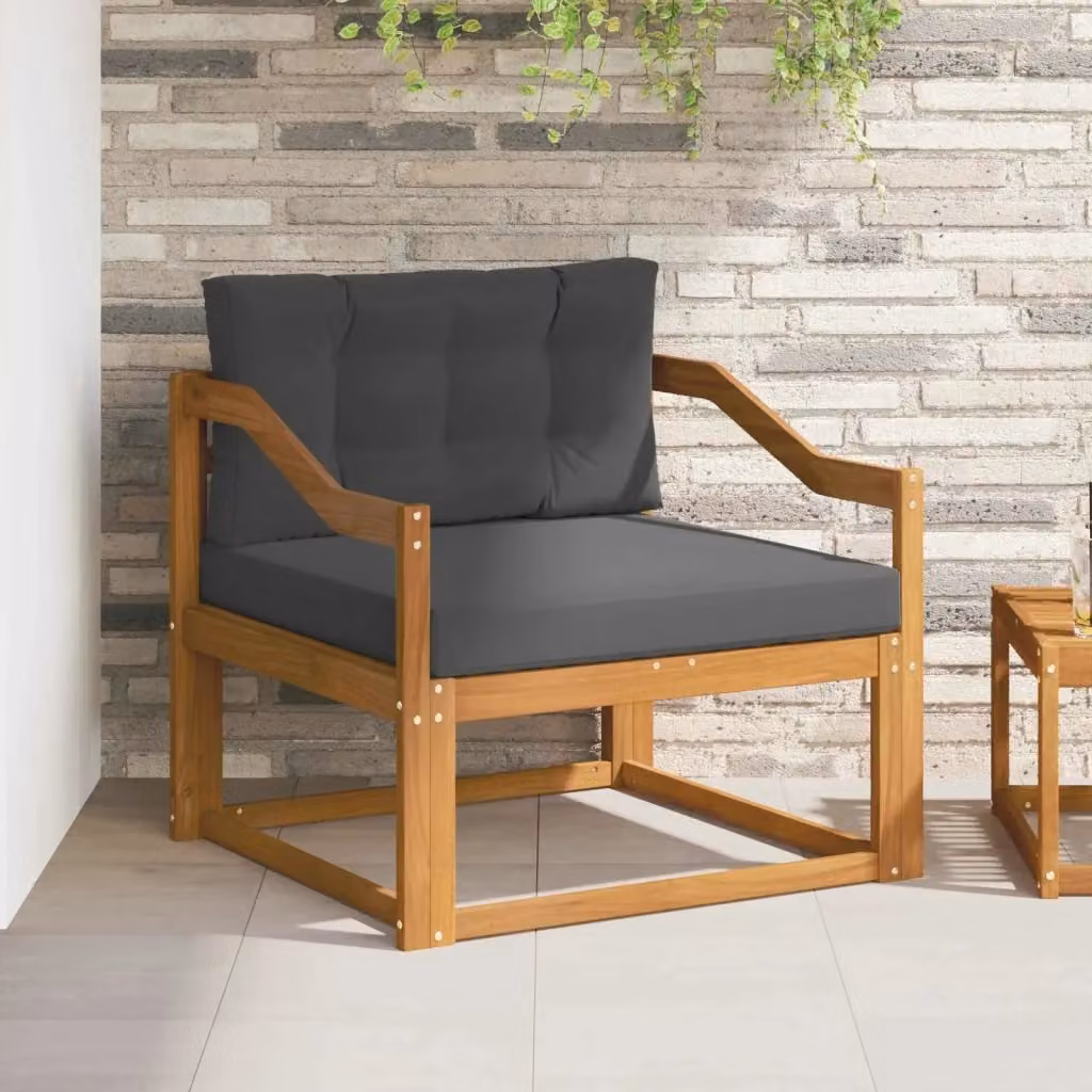 Divano centrale per esterno in legno di acacia con cuscini inclusi, colore marrone e grigio, modello CFW9772205 – 2