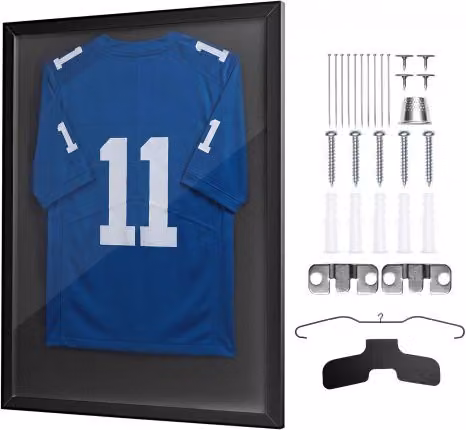 VEVOR Cornice Espositiva per Maglie Sportive in Legno e PC Trasparente con Protezione UV, Colore Nero, L 70 cm x H 90 cm