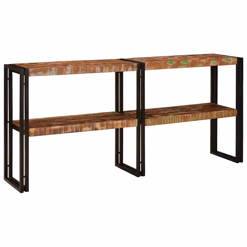 vidaXL Tavolo consolle moderno in legno recuperato e metallo multicolore L: 75 cm, P: 33 cm, H: 75 cm
