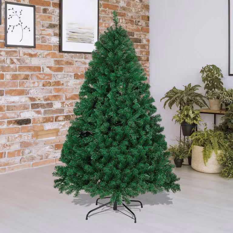 Albero di Natale artificiale Jayseuw 210 cm (Ø circa 115 cm) con 900 punte e sistema di ripiegamento a montaggio rapido, ignifugo, incluso supporto in metallo, verde