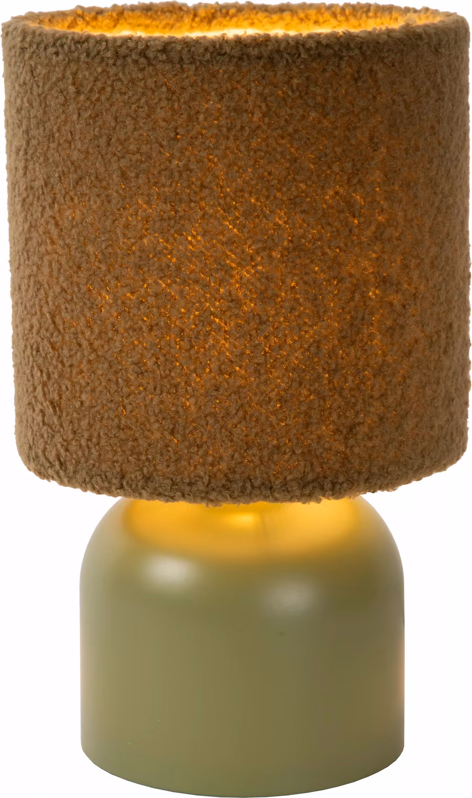 Lampada da tavolo verde marrone con paralume in cotone E14 Woolly Lucide