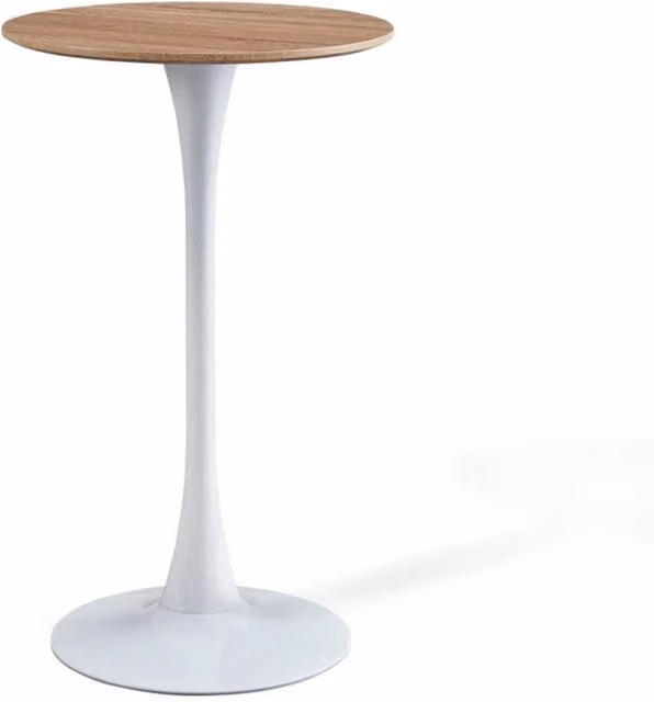 LÚZETE - MESA ALTA SAN ANTONI Ø60 CM BLANCA/ROBLE NATURALE