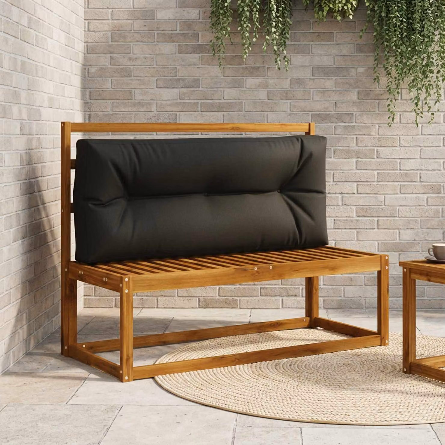 Cuscino per schienale di pallet vidaXL VIANEN nero in poliestere con rivestimento rimovibile e resistente ai raggi UV